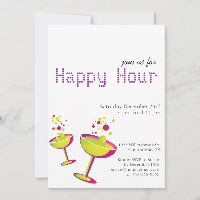 Invitación Fiesta de cócteles Happy Hour invita (Anverso)