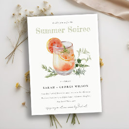 Invitación Fiesta de cócteles marfileño Naranja Summer Soiree