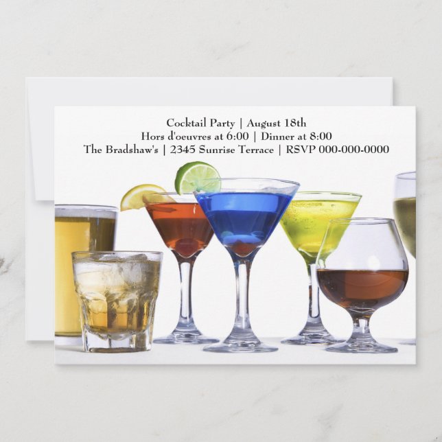 Invitación Fiesta de cócteles modernos (Anverso)