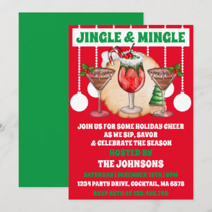 Invitación Fiesta De Cócteles Modernos Y Navidades De Mingle