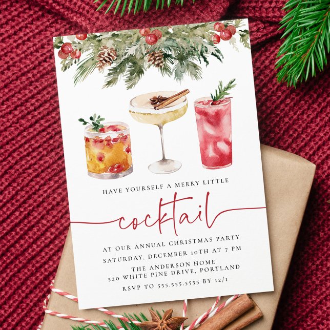 Invitación Fiesta de Cócteles Navideños Alegres (Subido por el creador)