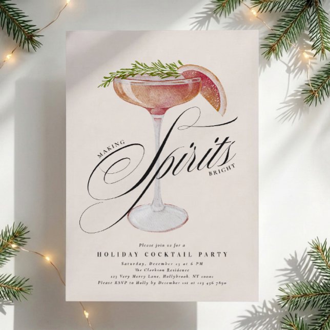 Invitación Fiesta de Cócteles Navideños 'Making Spirits Brigh (Subido por el creador)