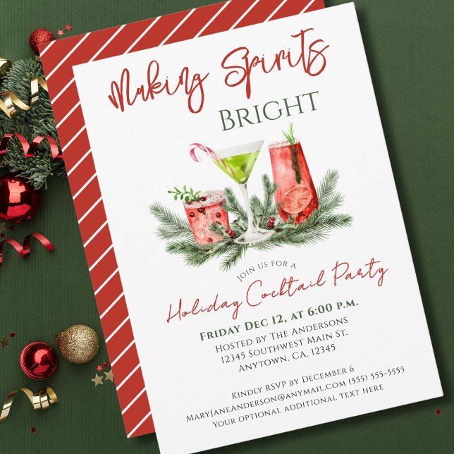 Invitación Fiesta de Cócteles Navideños Making Spirits Bright (Subido por el creador)