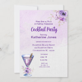 Invitación Fiesta de cócteles Purple Alexander Birthday