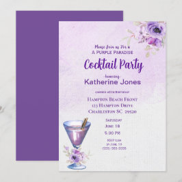 Invitación Fiesta de cócteles Purple Alexander Birthday