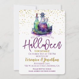 Invitación Fiesta de cócteles Purple Gold Halloween