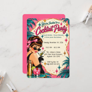 Invitación Fiesta de cócteles retro de los años 50 Martini vi