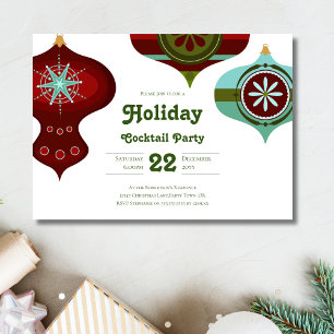 Invitación Fiesta de cócteles retro de Navidad de mediados de