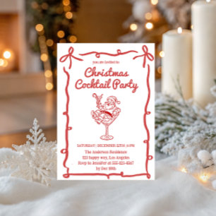 Invitación Fiesta de cócteles Retro Santa Navidad