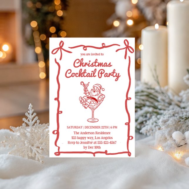 Invitación Fiesta de cócteles Retro Santa Navidad             (Subido por el creador)