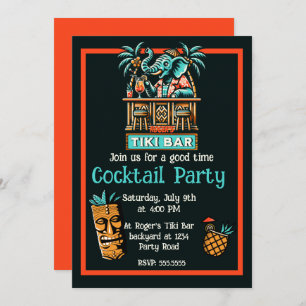 Invitación Fiesta de cócteles Retro Tiki Bar