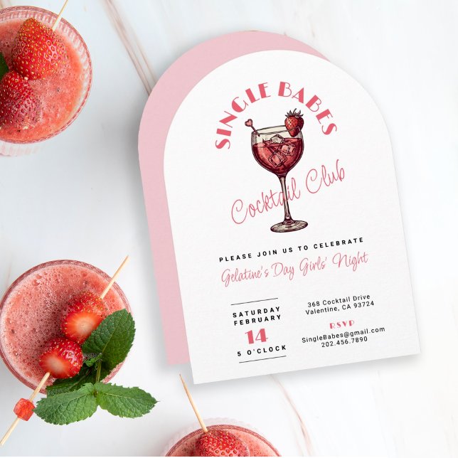 Invitación Fiesta de cócteles rosa El día de San Valentín de  (Subido por el creador)