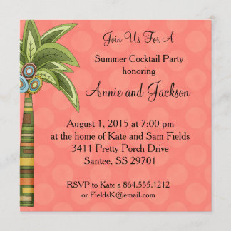 Invitación Fiesta de cócteles Summer Palm Tree Invita a Peach