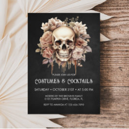 Invitación Fiesta de cócteles y disfraces de Halloween Floral