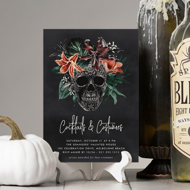 Invitación Fiesta de cócteles y disfraces de Halloween Floral (Subido por el creador)
