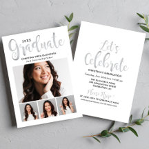 fiesta de Collage de fotos Graduado Silver Script