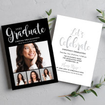 fiesta de Collage de fotos Graduado Silver Script