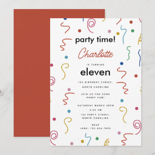 Invitación Fiesta de colores Confetti Hora de la fiesta de cu