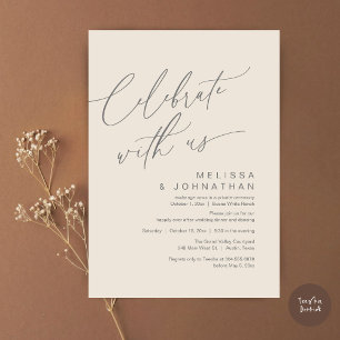 Invitación Fiesta de Comida de Boda Romántica, Celebra con no