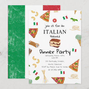 Invitación Fiesta de comida italiana Pizza y Pasta