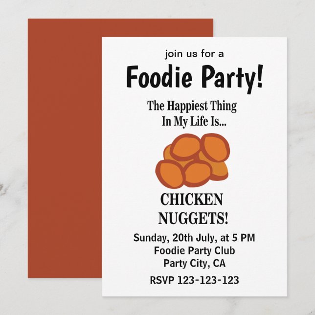 Invitación Fiesta de comida rápida para amantes de nuggets de (Anverso / Reverso)