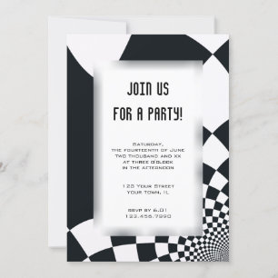 Invitación Fiesta de comprobación de todos los fines en blanc
