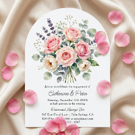 Invitación Fiesta de Compromiso Acuarela Rosa Rosada