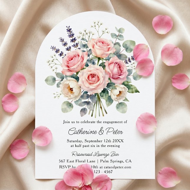 Invitación Fiesta de Compromiso Acuarela Rosa Rosada (Subido por el creador)