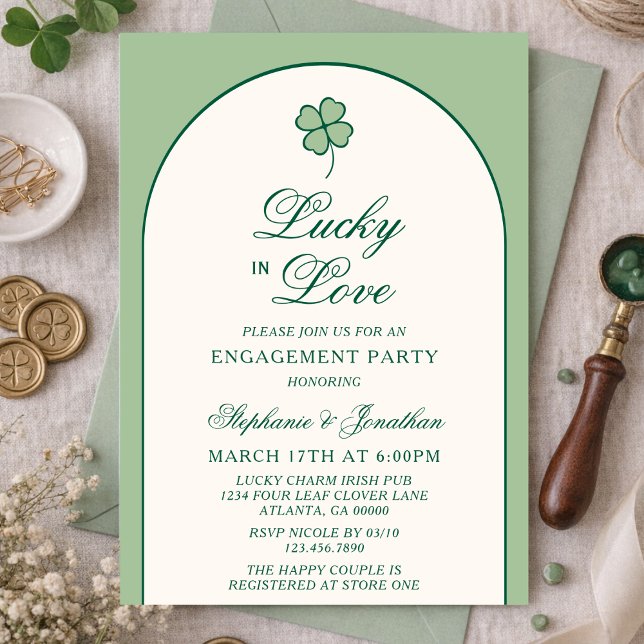 Invitación Fiesta de compromiso afortunada del trébol irlandé (Subido por el creador)