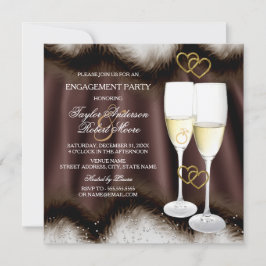 Invitación Fiesta de Compromiso Anillo de Champagne Marrón Ne