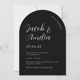 Invitación Fiesta de compromiso Arch Modern Black