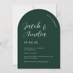 Invitación Fiesta de compromiso Arch Modern Green Emerald  