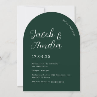 Invitación Fiesta de compromiso Arch Modern Green Emerald