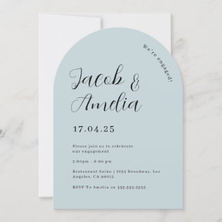 Invitación Fiesta de Compromiso Arco Moderno Polvo Azul