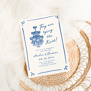 Invitación Fiesta de compromiso azul marino caprichosa a mano