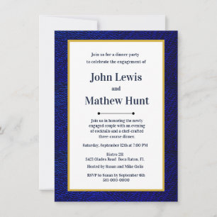 Invitación Fiesta de compromiso azul marino masculina moderna
