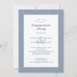 Invitación Fiesta de compromiso azul polvoriento moderno dive