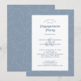 Invitación Fiesta de compromiso azul polvoriento moderno dive