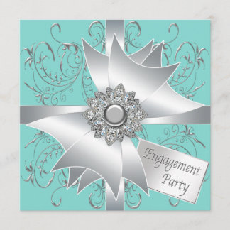 Invitación Fiesta de compromiso azul turquesa elegante