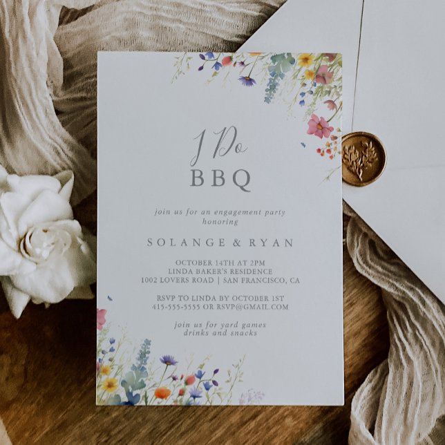 Invitación Fiesta de compromiso BBQ Botánico Pradera Rústica  (Subido por el creador)