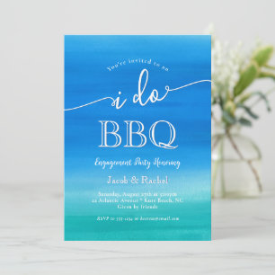 Invitación Fiesta de compromiso Beachy I Do BBQ azul verde