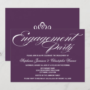 Invitación Fiesta de Compromiso Berenjena Elegancia Caligrafí