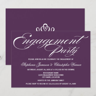 Invitación Fiesta de Compromiso Berenjena Elegancia Caligrafí