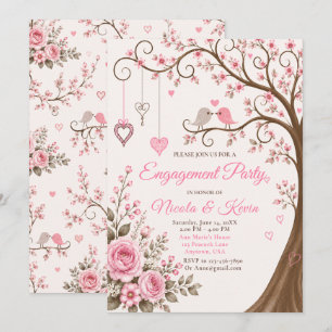 Invitación Fiesta de Compromiso Blush Blossom