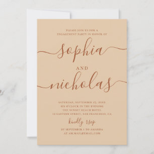 Invitación Fiesta de compromiso   Boda con guión de arena cál