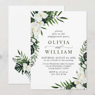 Invitación FIESTA DE COMPROMISO Bohemiana con Orquídeas Blanc