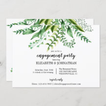 Fiesta de compromiso botánico verde elegante de la