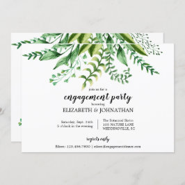 Invitación Fiesta de compromiso botánico verde elegante de la