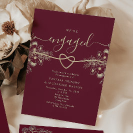 Invitación Fiesta de Compromiso Burgundy y Gold