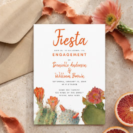 Invitación Fiesta de Compromiso Cactus Flores Acuarela Script